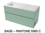 Meuble avec vasque Solid-Surface, finition bois ou couleurs, deux tiroirs à onglet, Largeur 100, 120 et 140 cm, P. 45 cm, Hauteur 56 cm, Stock disponible, LIVRAISON OFFERTE
